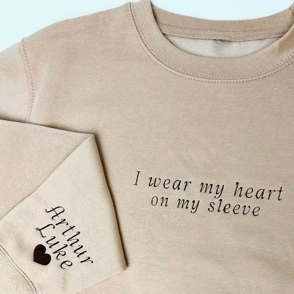 ‘I wear my heart on my sleeve’ Personalised Sweatshirt